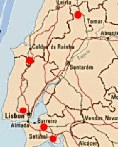 Lisbon area Pousadas map